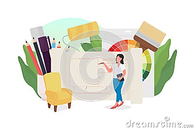 Interior designer flat concept vector illustration Vector Illustration