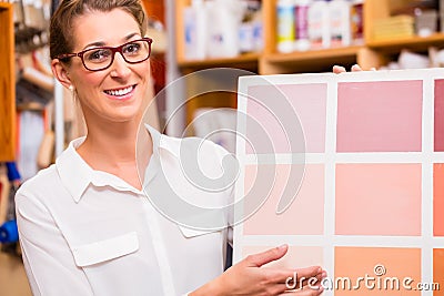 Interior Designer with paint sample card Stock Photo