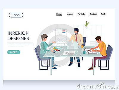Interior designer vector website landing page design template Vector Illustration