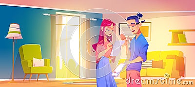 Interior designers, decorators with digital tablet Cartoon Illustration