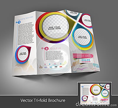 Interior Designers Tri-fold Brochure Vector Illustration