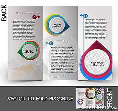 Interior Designers Tri-Fold Brochure Vector Illustration