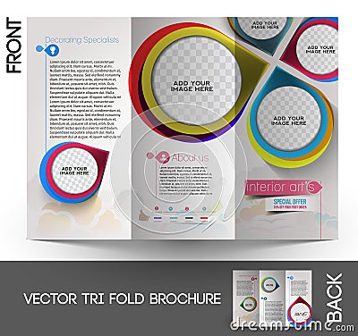 Interior Designers Tri-Fold Brochure Vector Illustration