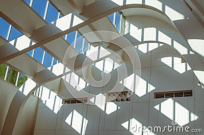 Interior detail of light and windows in Alvar Aalto church in Riola Italy Stock Photo