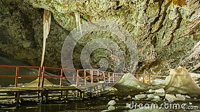 Interior details, Scarisoara Ice Cave, Romania Stock Photo