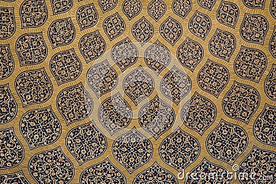 Interior of the dome of Lotfollah Mosque in Isfahan, Iran. Stock Photo