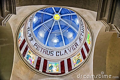 Interior dome of St Petrus Claver church in Cartagena Editorial Stock Photo