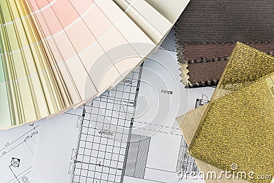 Interior drawing with material color scheme Stock Photo