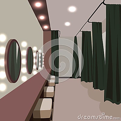 Interior dressing room cartoon. Vector Illustration