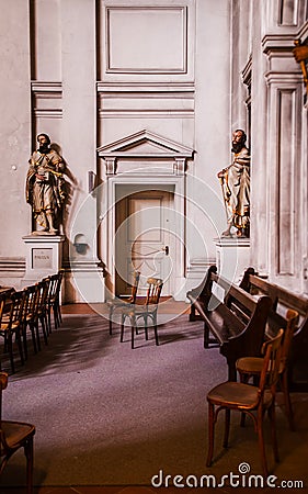 Interior of Eglise Sainte-Croix in Carouge old town, Geneva, Sw Editorial Stock Photo