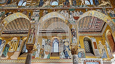 Interior element of the Palatine Chapel, an architectural masterpiece of Italy Editorial Stock Photo