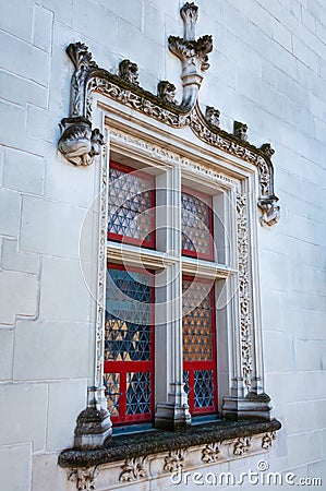 interior elements of the cathedral, Internal view of Square of Castle of Brittany Duke's Editorial Stock Photo