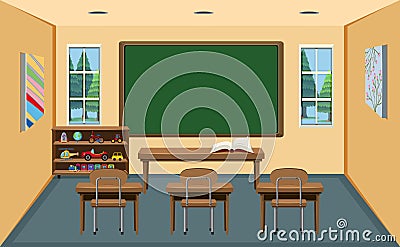 An interior empty classroom Vector Illustration