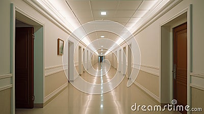 Interior of an empty corridor in a hospital Stock Photo