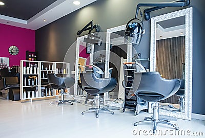 Interior of empty modern hair and beauty salon Stock Photo