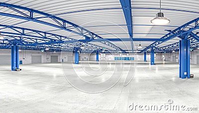 Interior of an empty warehouse fisheye view Stock Photo