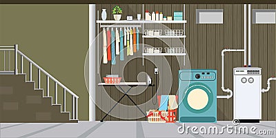 Interior equipment of a basement. Vector Illustration