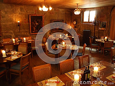The interior of an ethnological restaurant in the city center of Bern Stock Photo