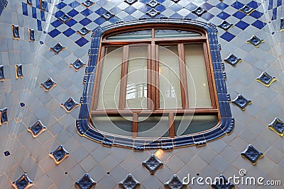 Interior of Famous Casa Batllo in Barcelona- Elevator Shaft Detail, Spain Editorial Stock Photo