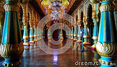 Interior of famous Mysore Palace in Karnataka India Stock Photo