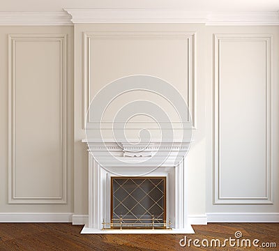 Interior with fireplace. Stock Photo