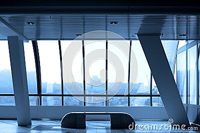 Interior of futuristic building Stock Photo