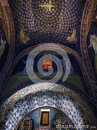 Interior of Galla Placidia mausoleum in Ravenna Editorial Stock Photo