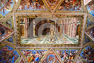 Interior of gallery of the Vatican Museum in the Vatican City, R Editorial Stock Photo