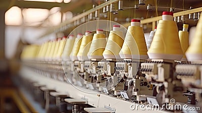 Interior of garment factory shop. Sewing factory. Tailoring industry Stock Photo