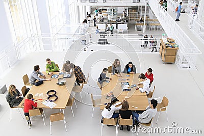 Interior of GES-2, also known as MGES-2 and Tramvaynaya is a decommissioned power station on the Bolotnaya Embankment. Teenagers Editorial Stock Photo