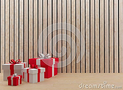 Interior gift boxes for festival and celebration in 3D render image Stock Photo