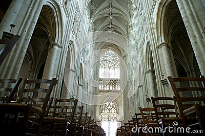 Interior of a Gothic cathedral of Saint Gatien, Tours, France Stock Photo