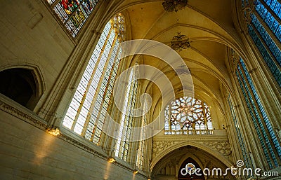 Interior of gothic Sainte-Chapelle de Vincennes Stock Photo