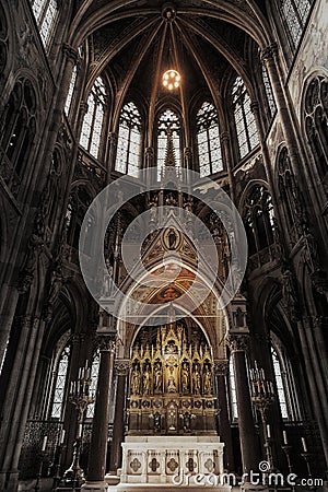 Interior of gothic style church Editorial Stock Photo