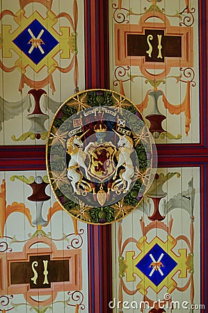 Ceiling detail in the Great Hall Stirling Castle Scotland Editorial Stock Photo