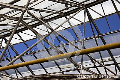 Greenhouse roof interior Stock Photo