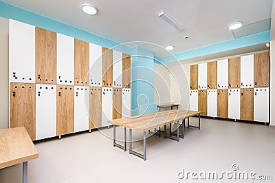 Interior of gym locker room Stock Photo