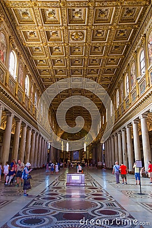 Interior hall of the Basilica of Santa Maria Maggiore, in Rome, Italy Editorial Stock Photo
