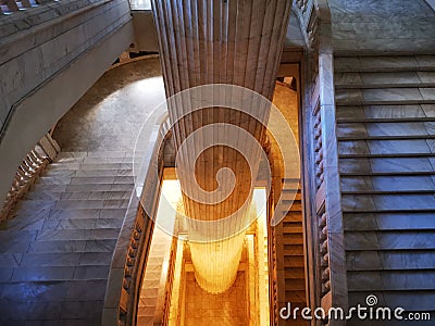 Interior hall with huge pillar Editorial Stock Photo