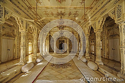 Interior of a hall of the memorial of Madhav Rav Scindhia in Marble Editorial Stock Photo