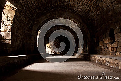 Interior hall of old castle Stock Photo