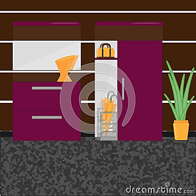 Interior hallway with wardrobe Vector Illustration