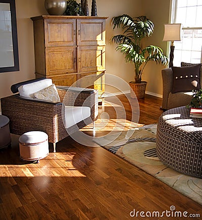 Interior with hardwood flooring Stock Photo