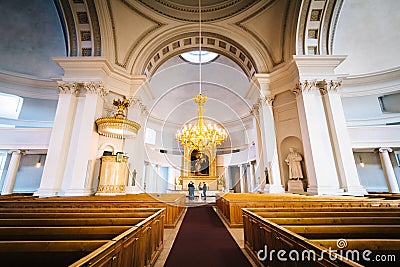 The interior of the Helsinki Cathedral, in Helsinki, Finland. Editorial Stock Photo