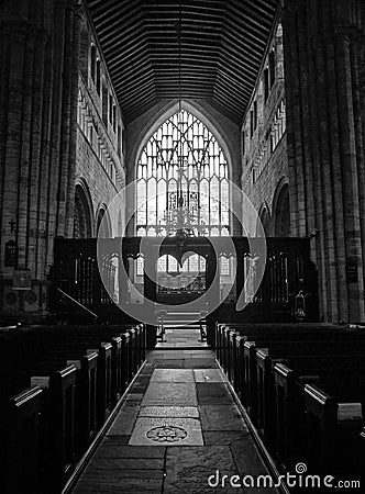 Interior of the historic medieval cartmel priory in cumbria now the parish church of st micheal and mary Editorial Stock Photo