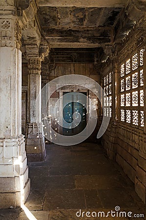 Interior of historic Tomb of Mehmud Begada, Sultan of Gujarat Stock Photo