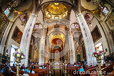 Interior of Basilica of Our Lady of Guadalupe in Mexico City, Mexico Editorial Stock Photo