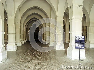 Interior-of--historical-sixty-dome-mosque-bagerhat-bangladesh Stock Photo