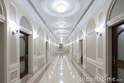 Interior of hotel corridor. Natural light colors Stock Photo