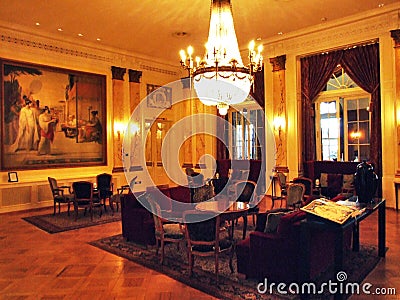 Interior of the hotel lobby in the city center of Bern Editorial Stock Photo